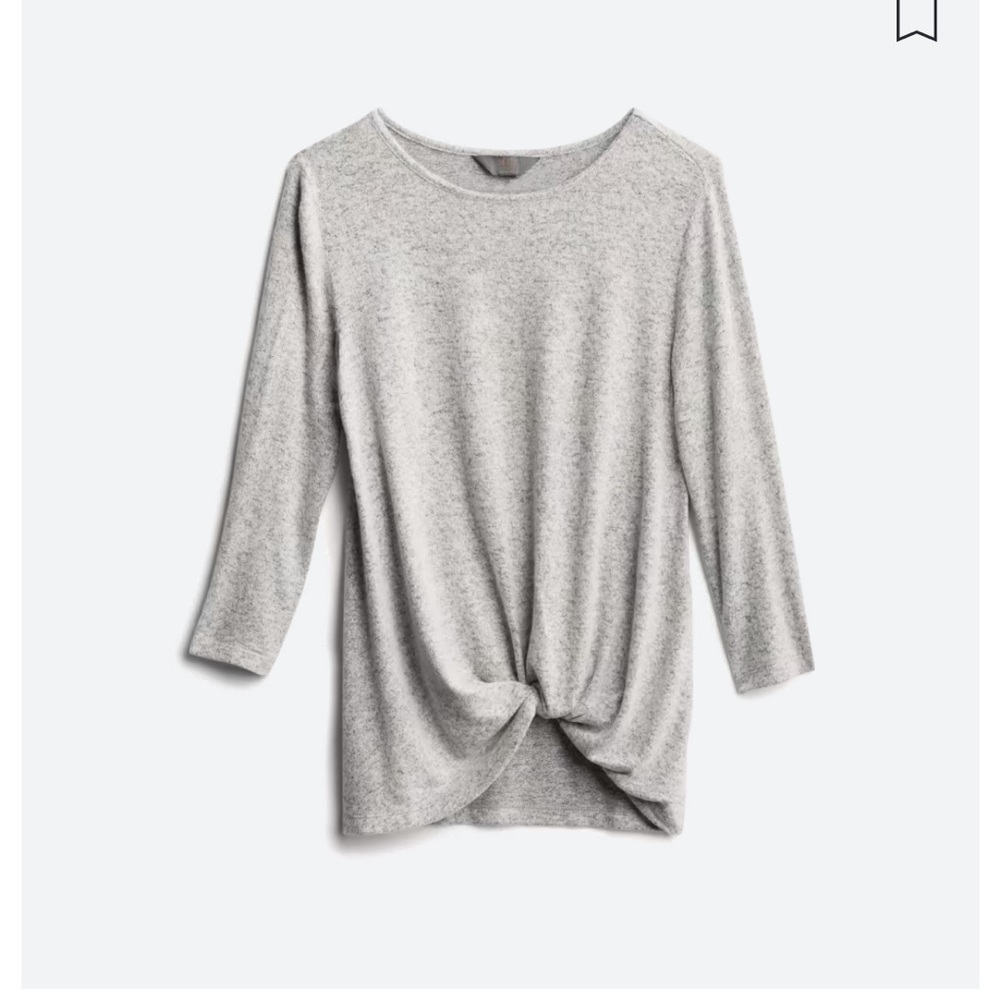 Brushed Gray Knit Tie front Top